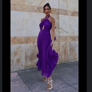 Zara Cutout pleated midi dress